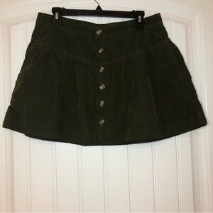 American Eagle Dark Green Button Up Denim Mini Skirt Size 12